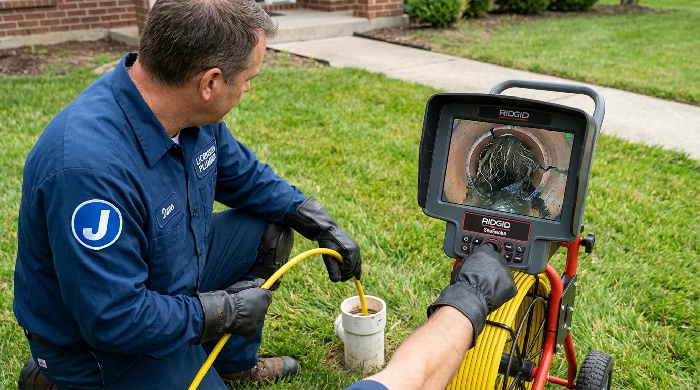 Sewer camera inspection being performed by Johns Plumbing LLC in North Canton